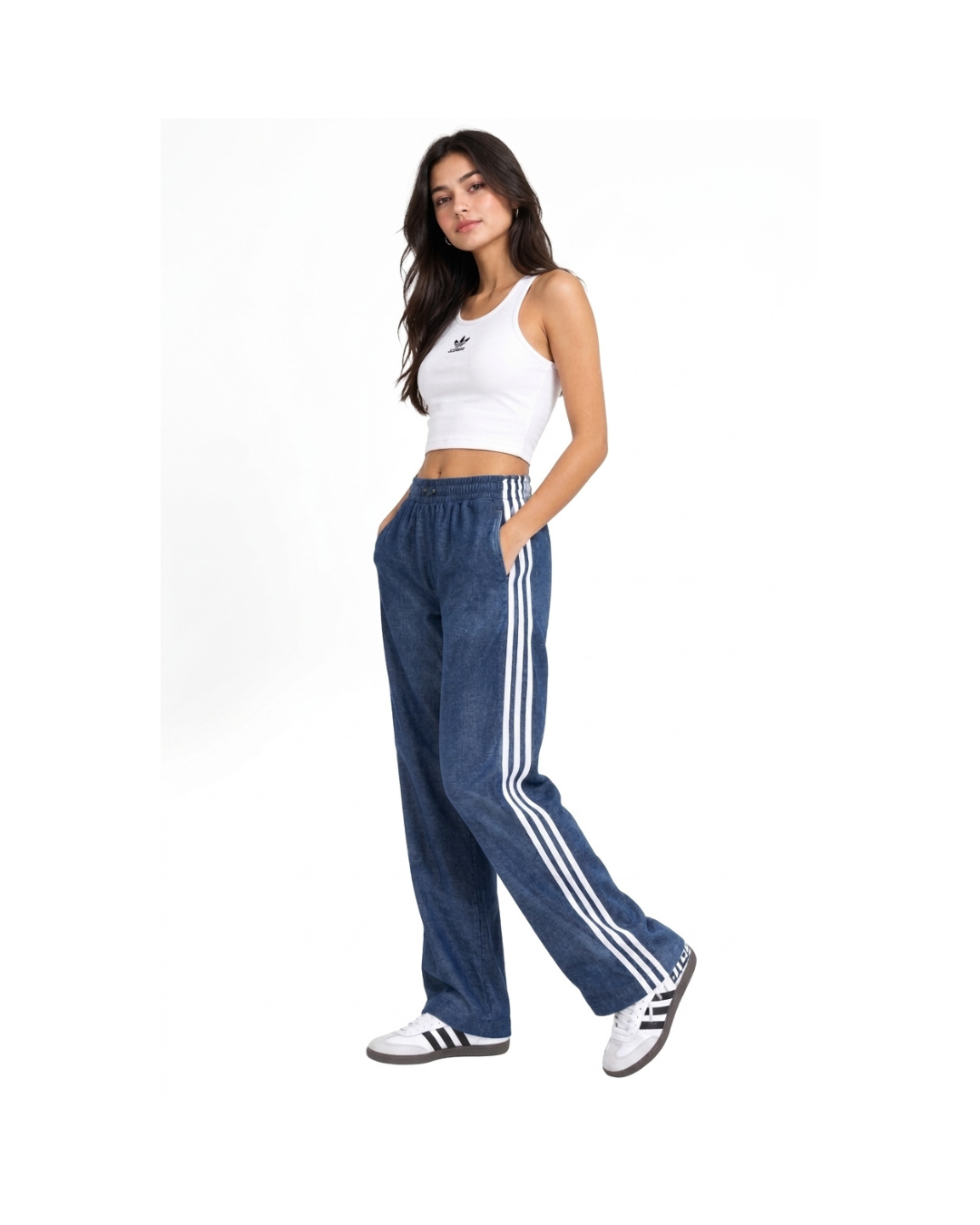 Women’s Denim Chinese-Style Jacket & Pants Set