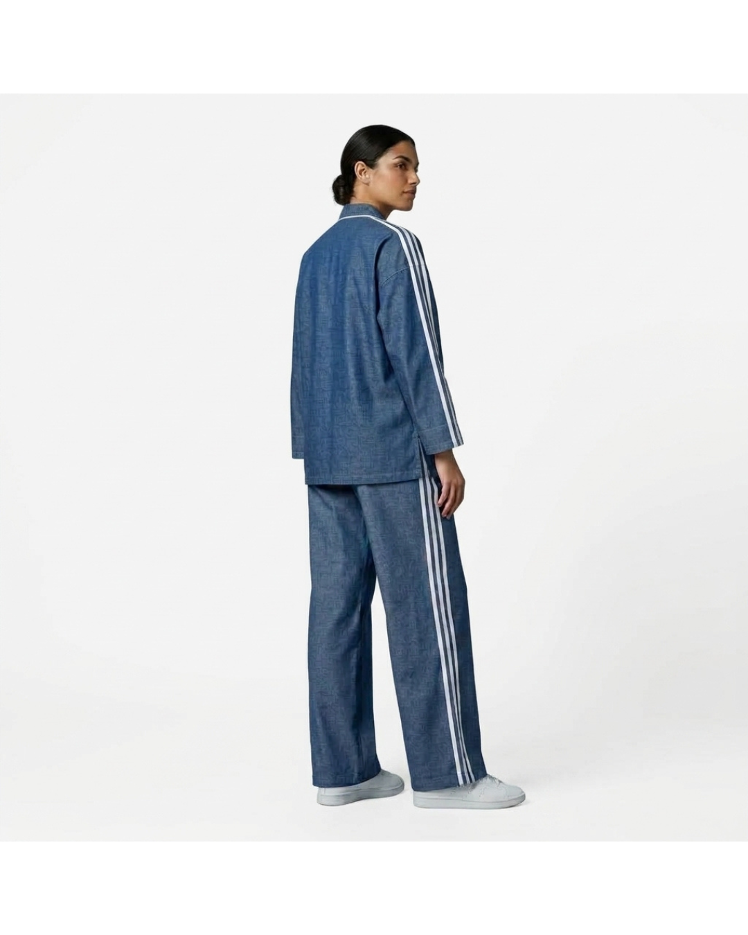 Women’s Denim Chinese-Style Jacket & Pants Set